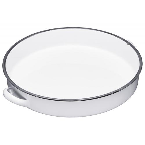 Enamel - Serving Tray With Handles - Round - White - 30cm (12") - Noble
