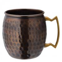 Aged copper hammered round mug 19oz 54cl