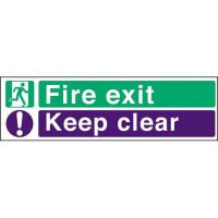 Fire exit keep clear sticker 18x6