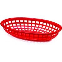 Classic oval plastic basket 24x14x4 5cm red