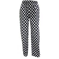 Black white large check baggy chefs trousers small